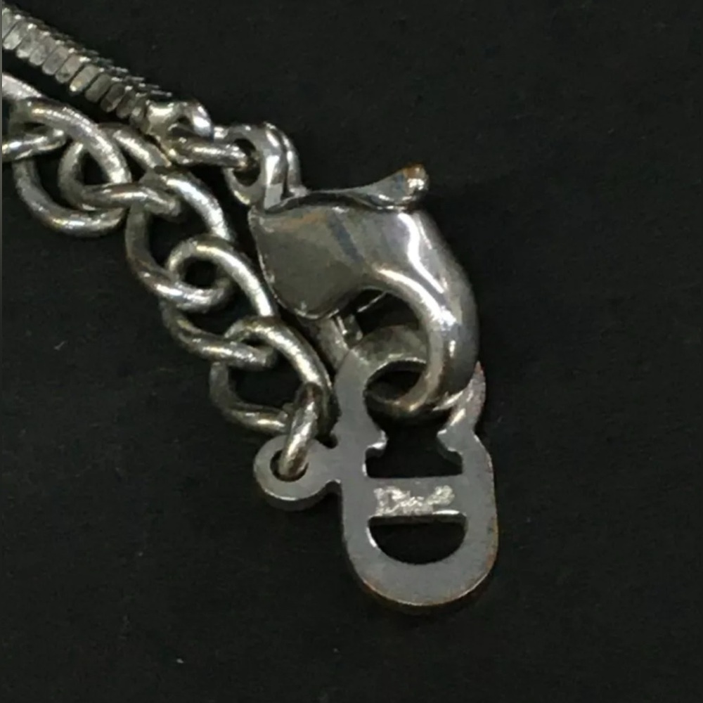 Authentic Christian Dior Trotter Oblique Silver Tone Pendant Necklace - Picture 8 of 9